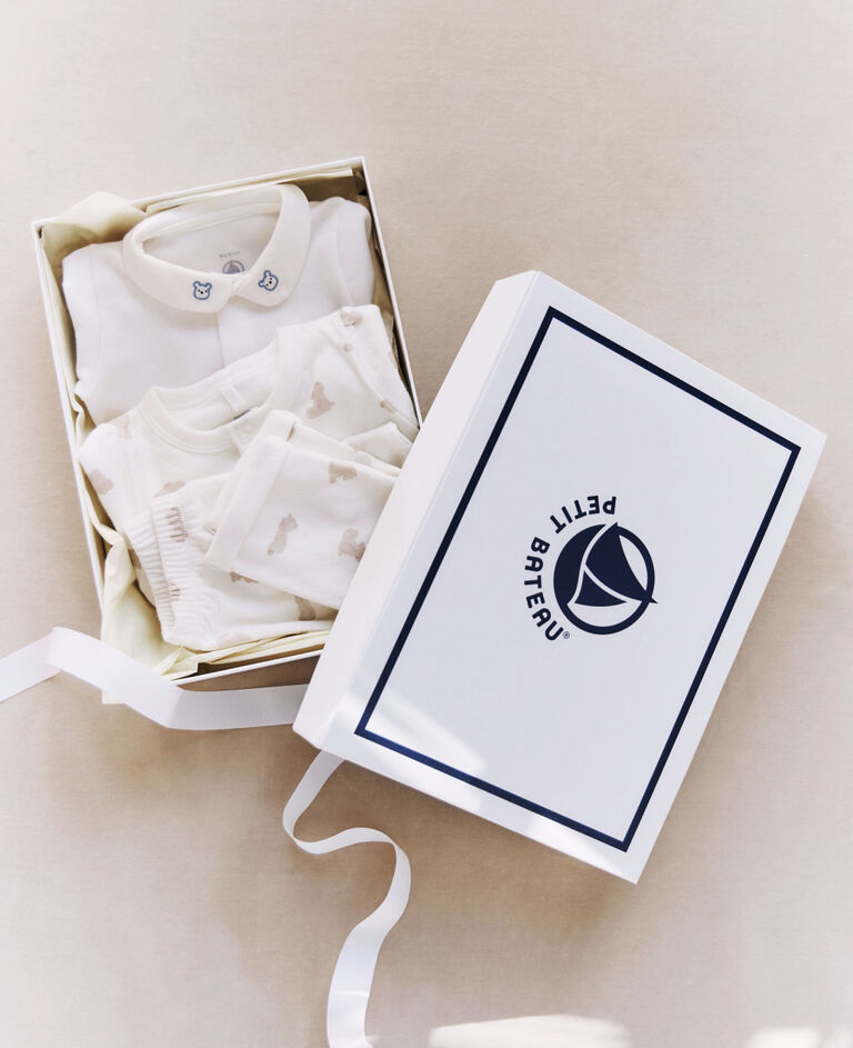 Babies' teddy bear print cotton 3-piece gift set