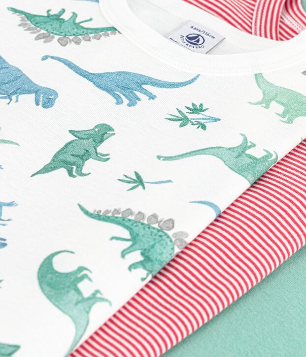 Children's short-sleeved cotton dinosaur T-shirts - 3-Pack multicolor