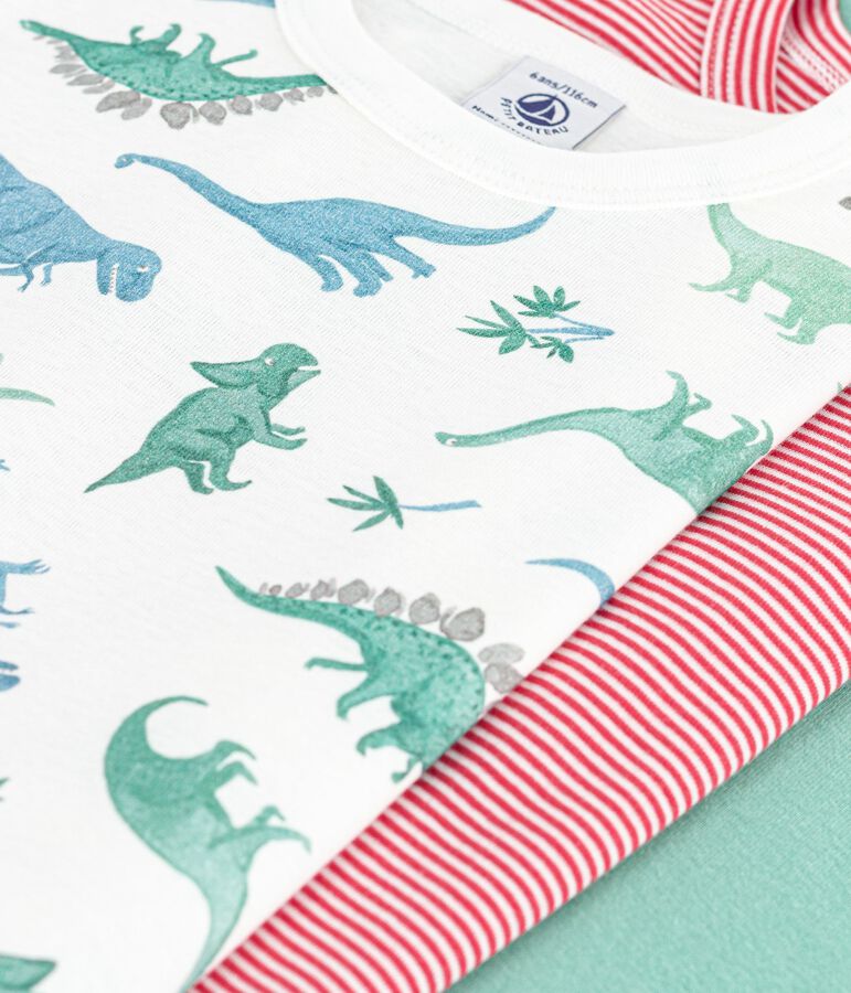 Children's short-sleeved cotton dinosaur T-shirts - 3-Pack multicolor