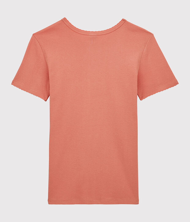 Women's Iconic Organic Cotton T-Shirt With Decorative Stitching pink
