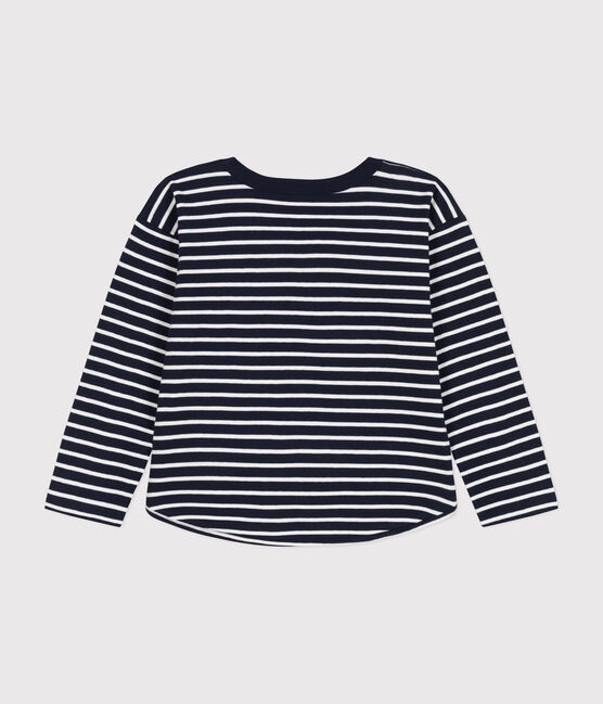 Boys' long-sleeved tube knit T-shirt SMOKING blue/MARSHMALLOW white