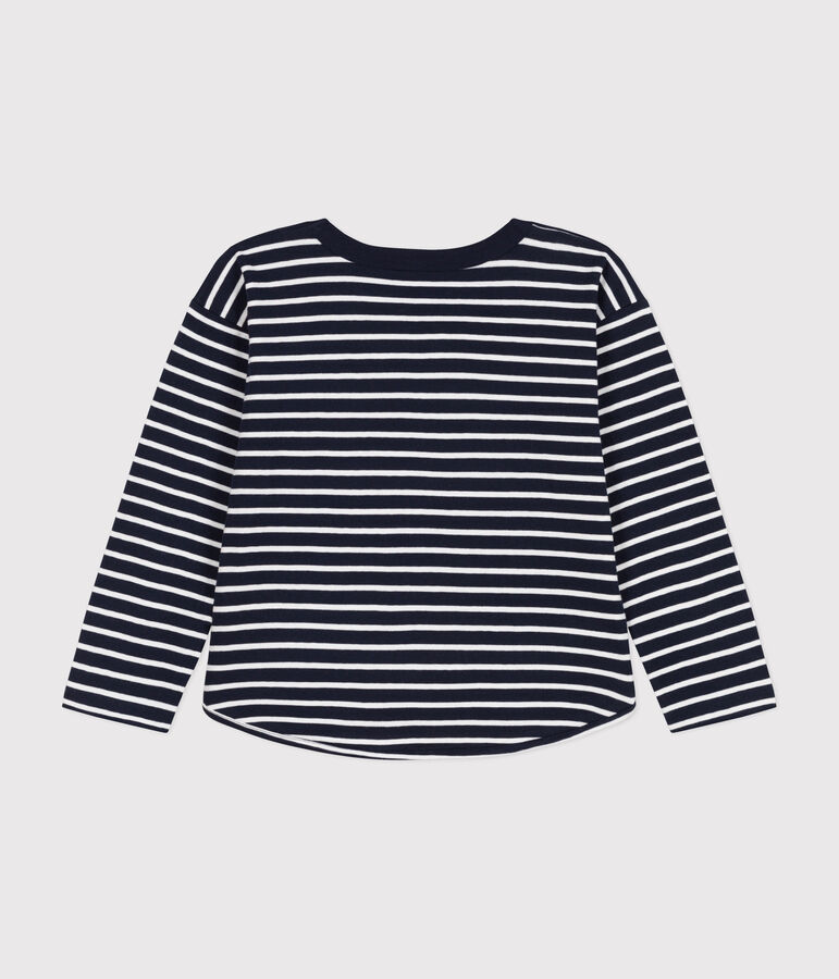 Boys' long-sleeved tube knit T-shirt blue/white