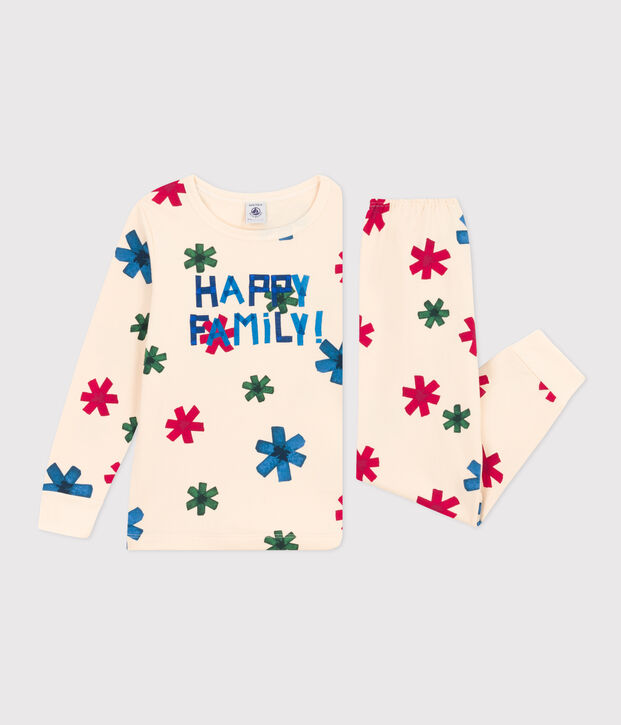 Children's Unisex Star Fleece Pyjamas Ecru/multicolor