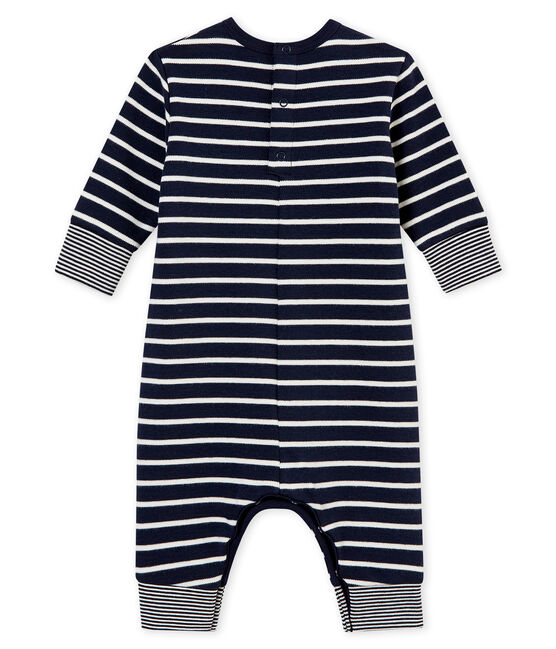 Baby boy's long snowsuit SMOKING blue/MARSHMALLOW white