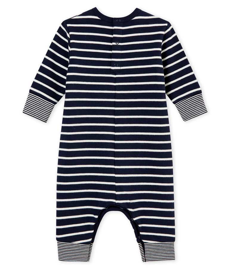 Baby boy's long snowsuit blue/white