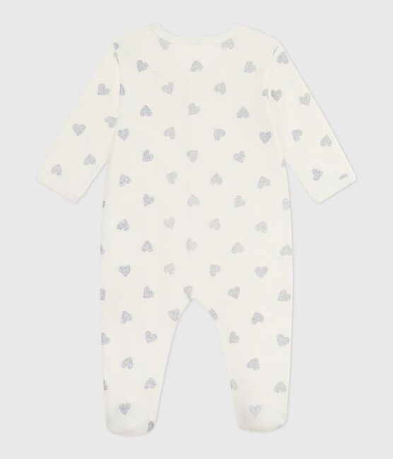 Babies' silvery heart-print cotton pyjamas MILK Ecru/ARGENT