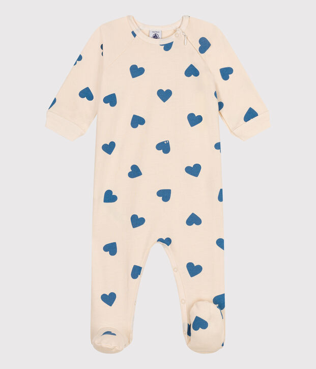 Babies' brushed fleece heart print pyjamas blue/blue