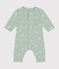 Babies' long jumpsuit in tube knit HERBIER green/MULTICO white