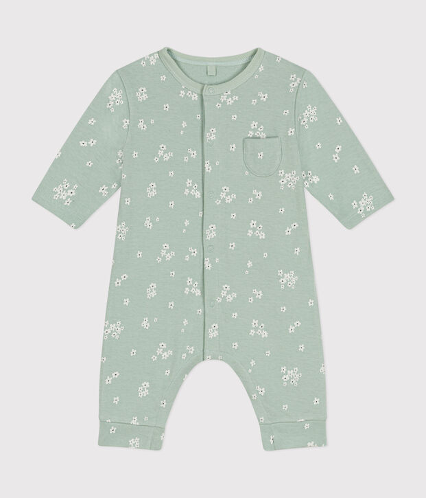 Babies' long jumpsuit in tube knit green/multicolor
