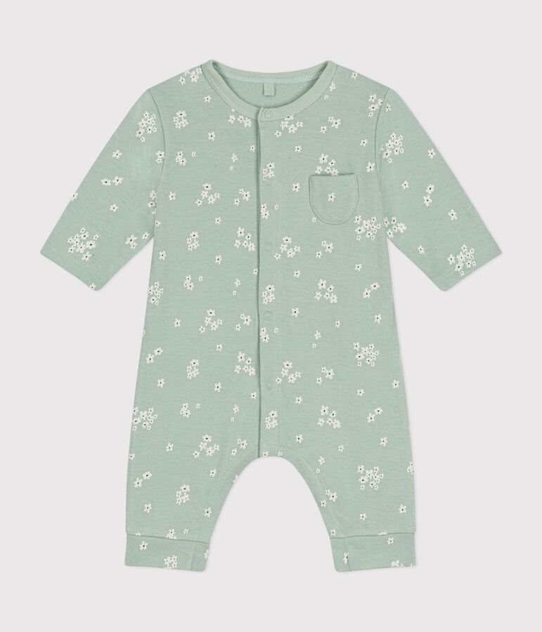 Babies' long jumpsuit in tube knit green/multicolor