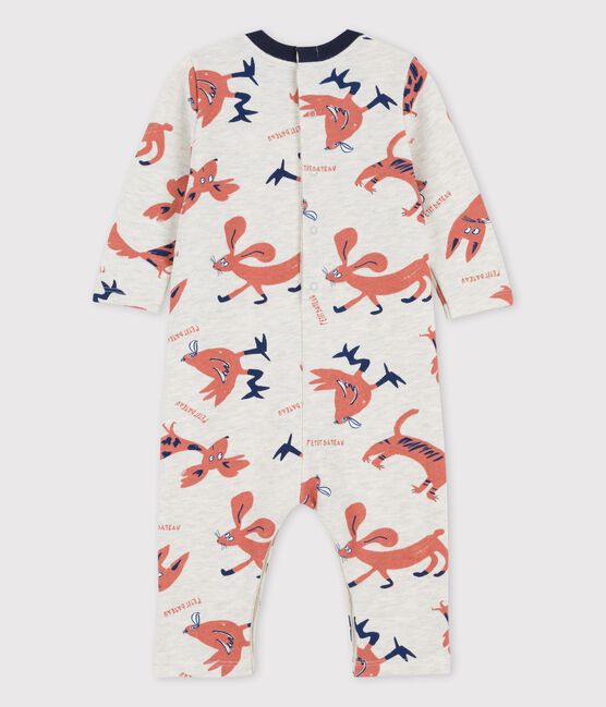 Babies' Fleece Animal Print Playsuit MONTELIMAR beige/MULTICO white