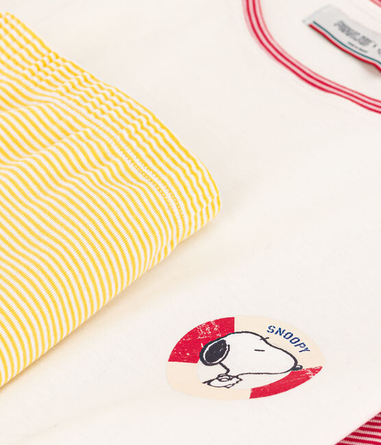 Women's Petit Bateau X Snoopy cotton pyjama shorts MARSHMALLOW white/MULTICO white