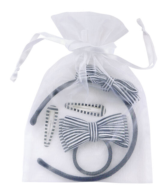 Pack of Girls' Hair Accessories SMOKING blue/COQUILLE beige
