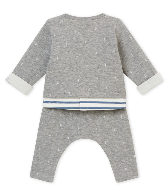 Baby boy's 3 piece jacquard tubic set SUBWAY grey/MULTICO white