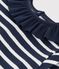 Girls' Long-Sleeved Cotton Dress SMOKING blue/MARSHMALLOW /ARGENT
