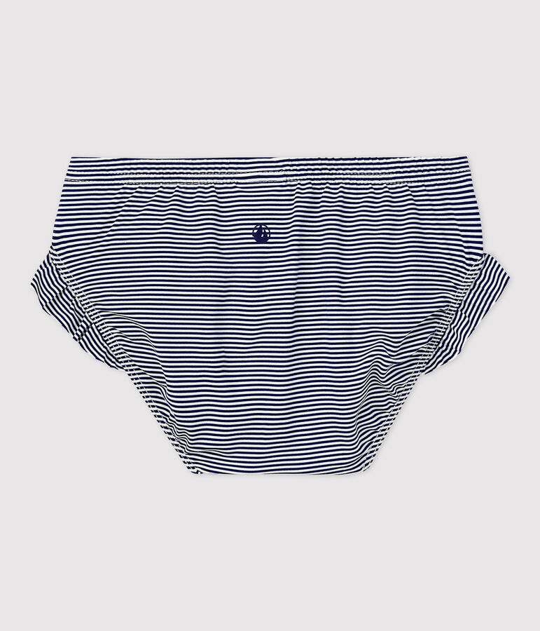 Babies' Recycled Fabric Bikini Bottoms MEDIEVAL blue/MARSHMALLOW white