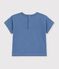 Babies' plain short-sleeved patterned cotton T-shirt blue