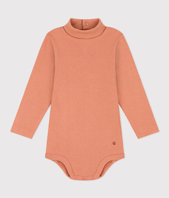 Babies' Long-Sleeved Roll Neck Cotton Bodysuit SIENNA pink