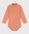 Babies' Long-Sleeved Roll Neck Cotton Bodysuit SIENNA pink