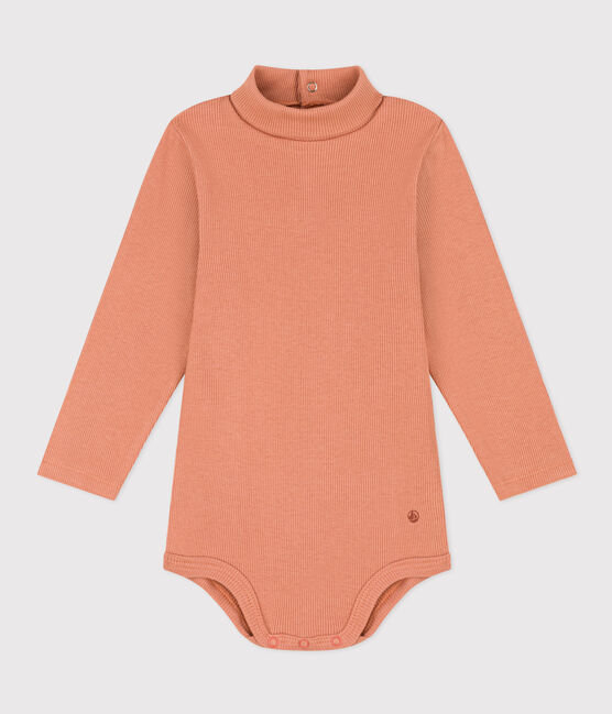 Babies' Long-Sleeved Roll Neck Cotton Bodysuit SIENNA pink