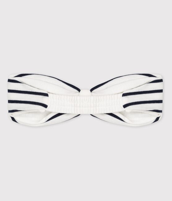 Baby girl's striped headband MARSHMALLOW white/SMOKING blue