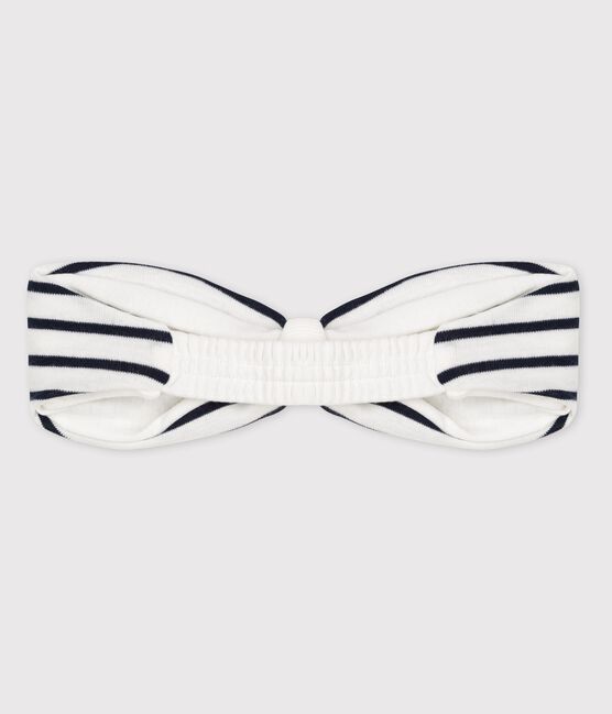 Baby girl's striped headband MARSHMALLOW white/SMOKING blue
