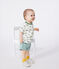 Babies' short-sleeved boat print cotton T-shirt MARSHMALLOW white/ORGE