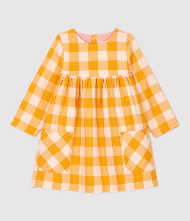 Babies' Flannel Dress yellow/pink