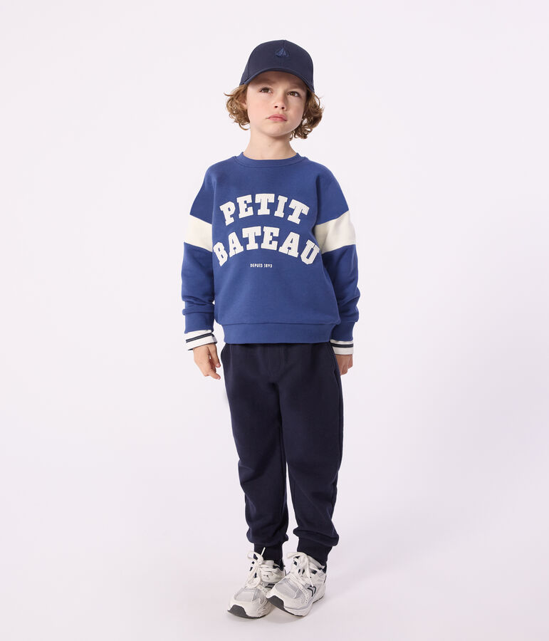 Children's cotton sweatshirt blue/ecru