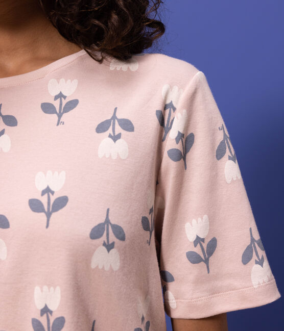 Women's Tulip Patterned Cotton Short Pyjamas SALINE pink/MULTICO white