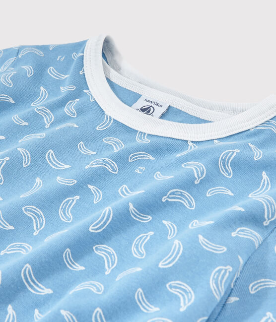 Unisex Banana Print Cotton Short Pyjamas EDNA blue/MARSHMALLOW white