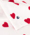 Babies' heart patterned terry bath cape MARSHMALLOW white/TERKUIT red