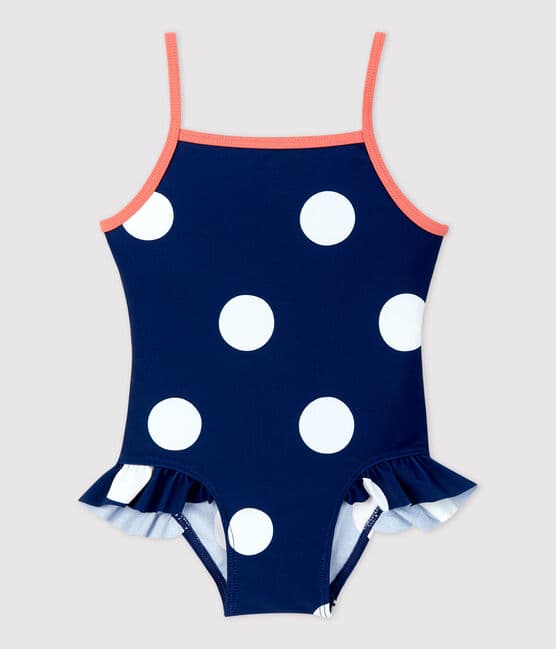 Babies' Eco-Friendly Swimsuit MEDIEVAL blue/MARSHMALLOW white