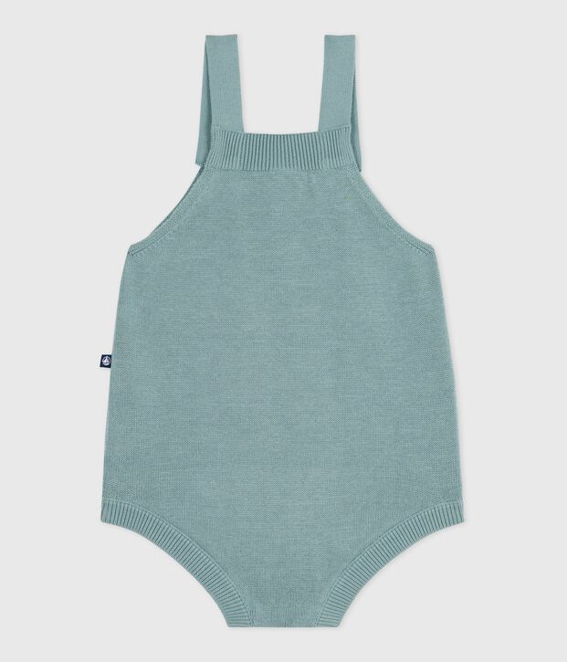 Babies' rompers knitted in a pretty pattern and with straps green