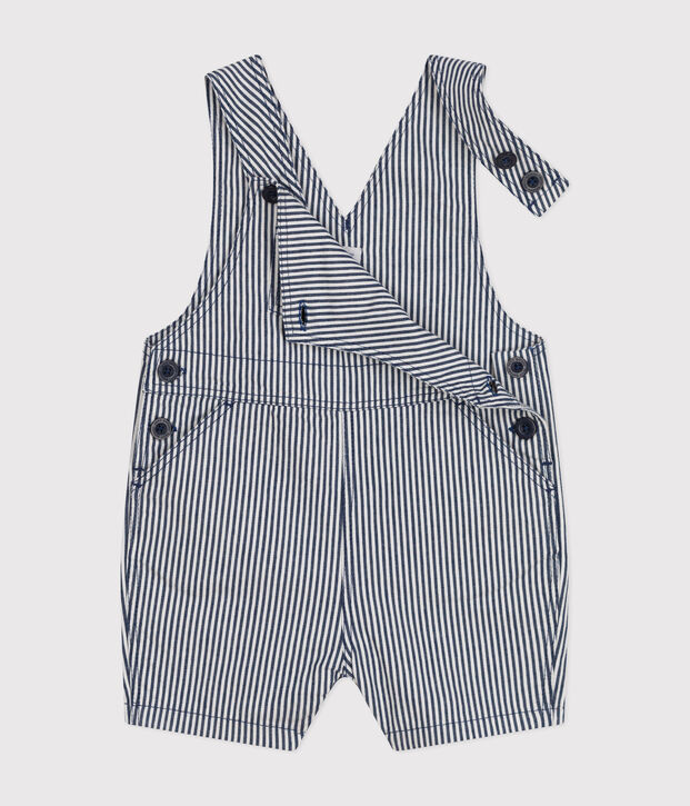 Babies' Short Canvas Dungarees blue/white