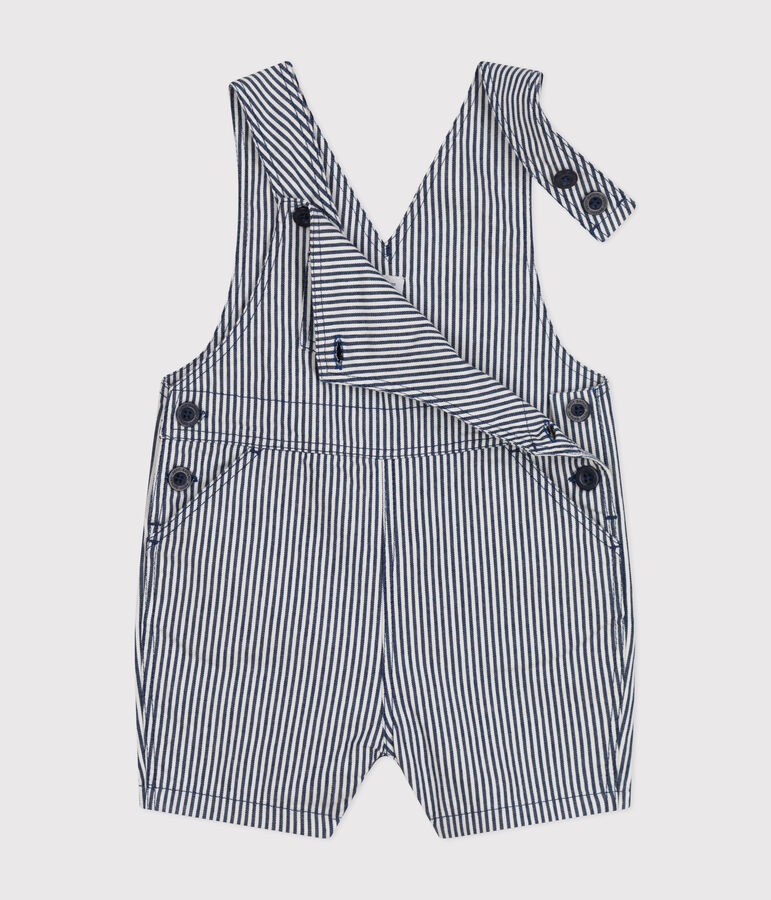 Babies' Short Canvas Dungarees blue/white