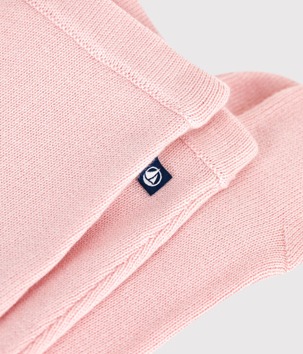 Babies' trousers in a wool and cotton knit pink