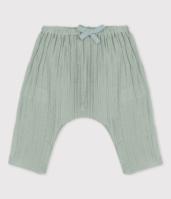 Babies' Plain Organic Cotton Gauze Harem Pants HERBIER green