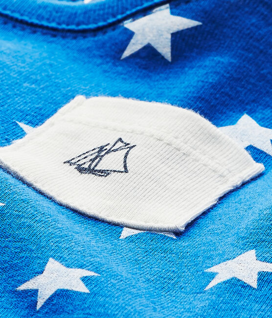 Baby boy's print T-shirt PERSE blue/MARSHMALLOW white