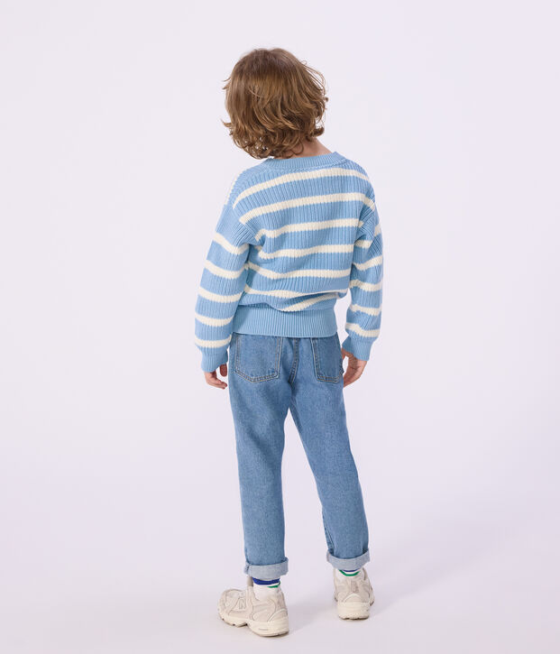 Children's knitted jumper blue/ecru