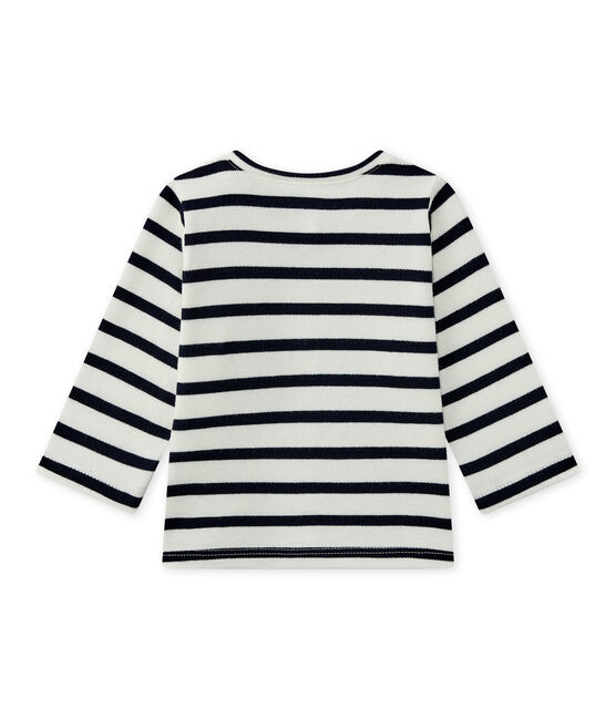 Baby girl's striped cardigan MARSHMALLOW white/SMOKING blue