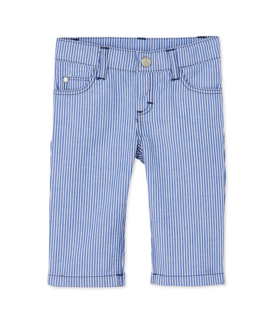 Baby boys' striped trousers SURF blue/ECUME white