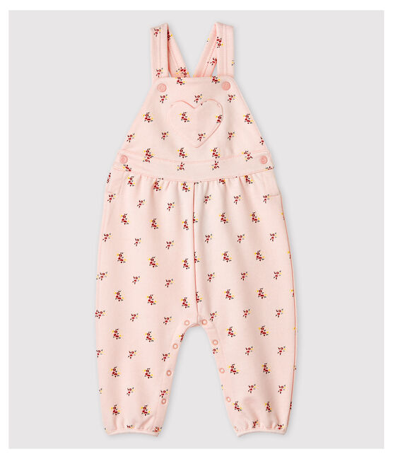 Baby Girls' Printed Fleece Dungarees FLEUR pink/MULTICO white