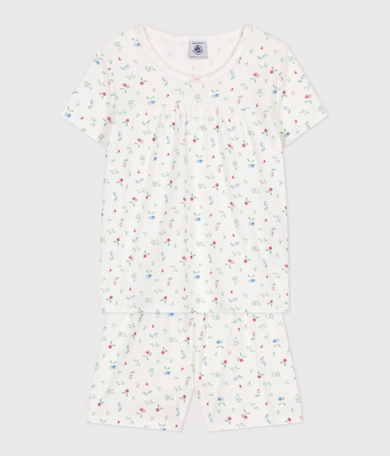 Children's short fruit pattern cotton pyjamas white/multicolor