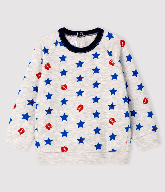 Baby boy's tubular knit sweatshirt BELUGA grey/MULTICO white