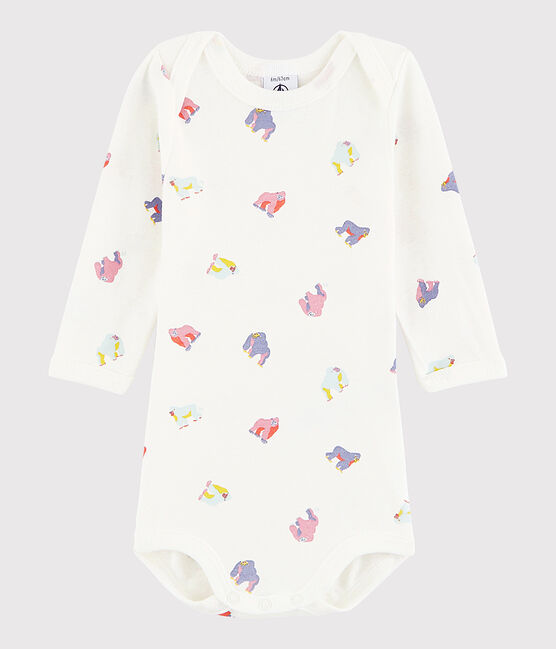 Baby Girls' Long-Sleeved Bodysuit MARSHMALLOW white/MULTICO white