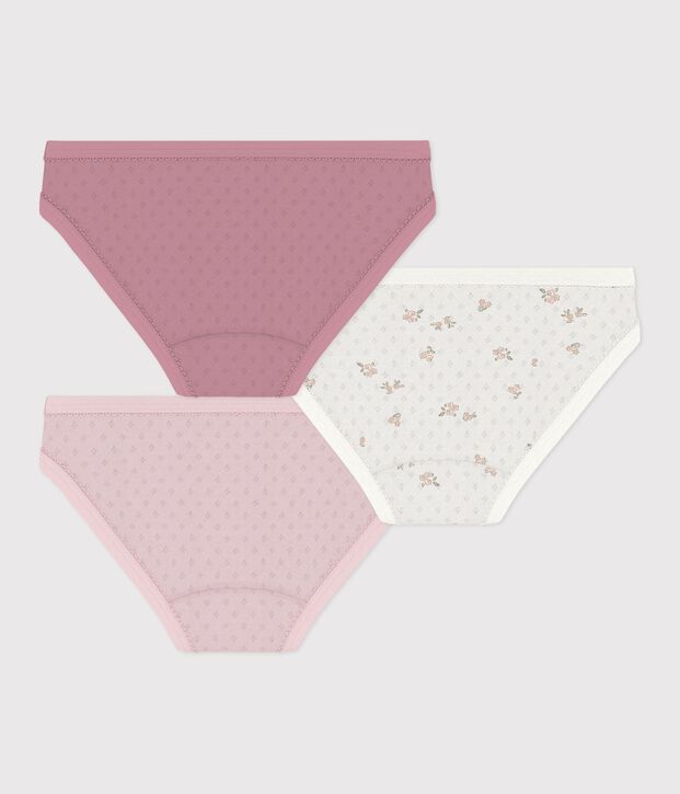 Pack of children's flower-patterned openwork cotton pants multicolor