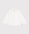 Little girl's long-sleeved woven fabric blouse ECUME white