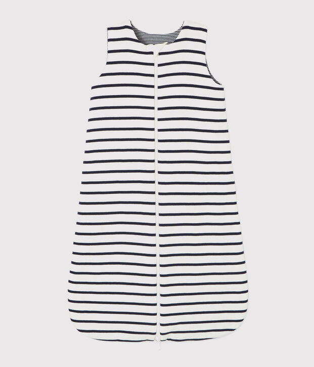 Babies' Striped Reversible Ribbed Sleeping Bag white/blue