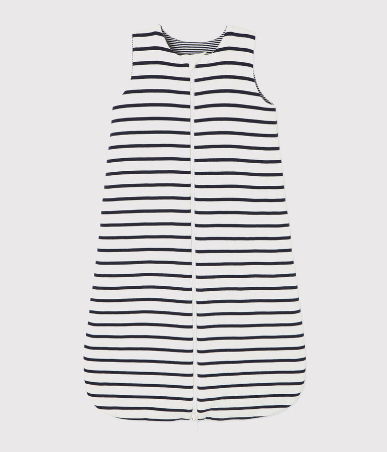 Babies' Striped Reversible Ribbed Sleeping Bag white/blue